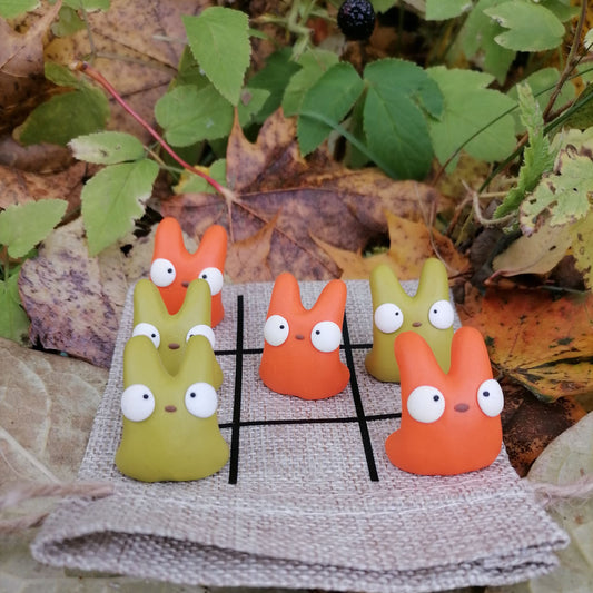 Onni game with jute pouch - yellow-green and orange figures