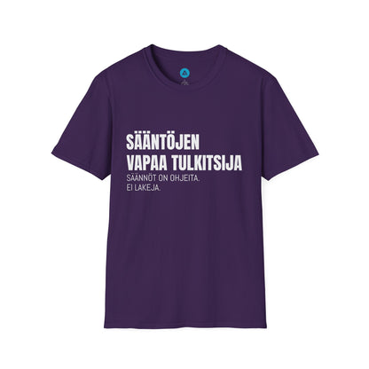 SÄÄNTÖJEN VAPAA TULKITSIJA – Unisex T-paita